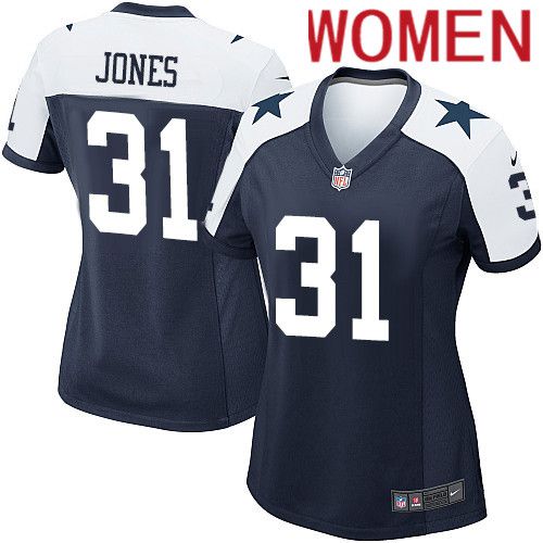 Women Dallas Cowboys #31 Byron Jones Nike Navy Alternate Game Team NFL Jersey->women nfl jersey->Women Jersey